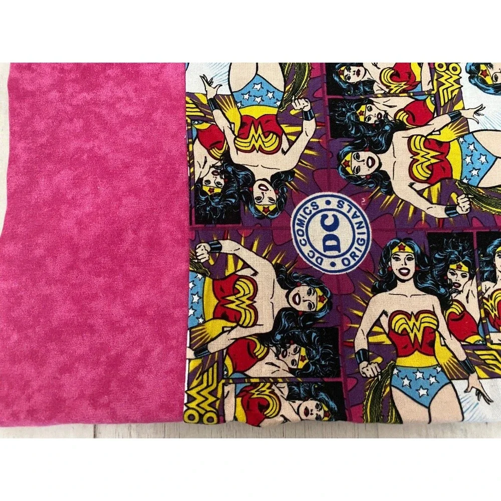 WONDER WOMAN DC Comics Standard Pillowcase PINK Superhero Bedding Cotton Stars